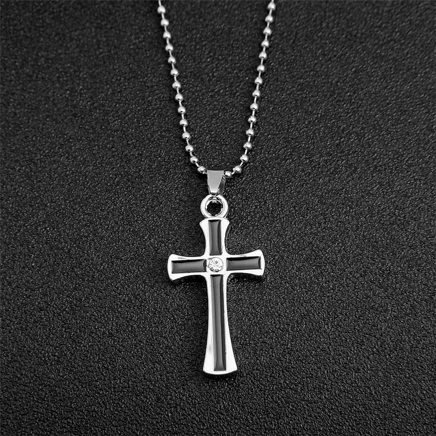 Simple Style Crystal Cross Necklace 