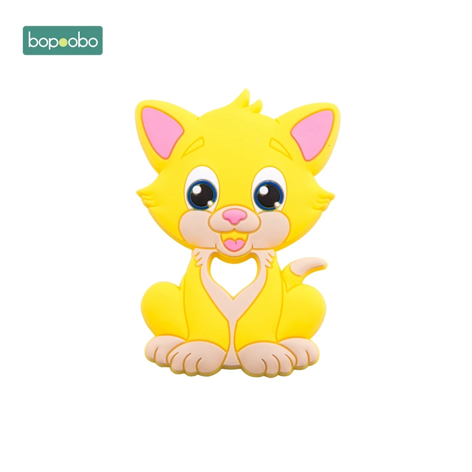 Bopoobo 1 шт., детский прорезыватель, BPA бесплатно, силиконовый Прорезыватель для зубов, Прорезыватель зубов, силиконовый Прорезыватель зубов "Львенок", детский товар, силиконовый Прорезыватель - Цвет: Yellow Cat