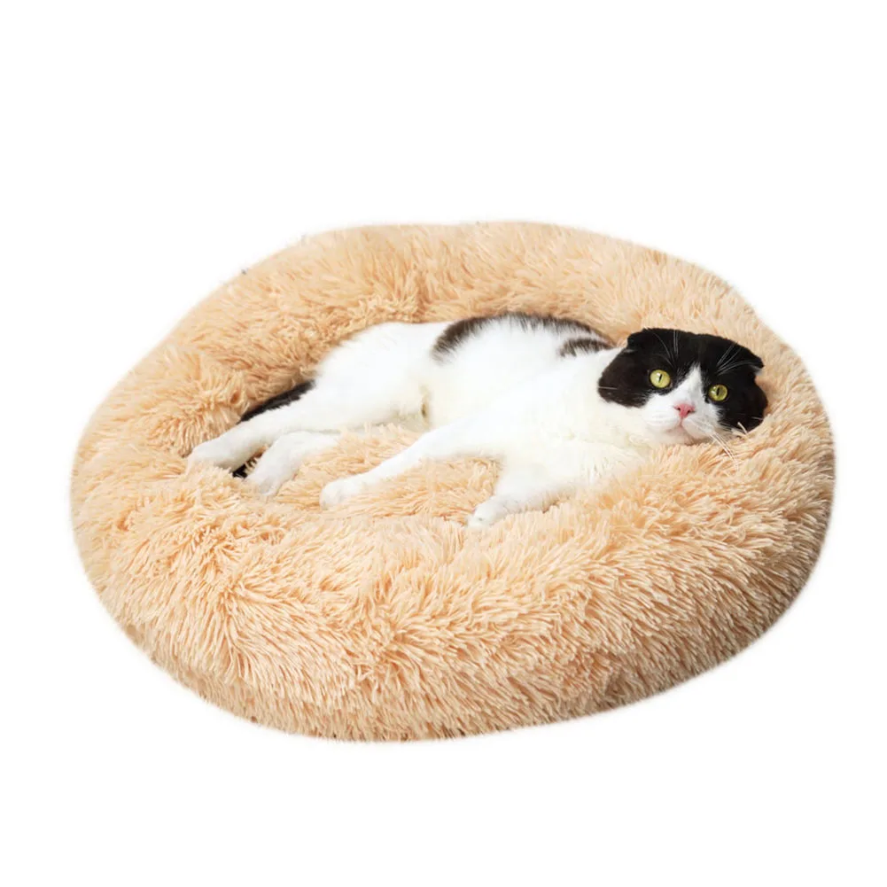 Цвет: желтый Шаг плюшевый пончик Cuddler кошка кровать теплый плюшевый коврик для собак и щенков домашних животных кровати DC120 - Цвет: Цвет: желтый