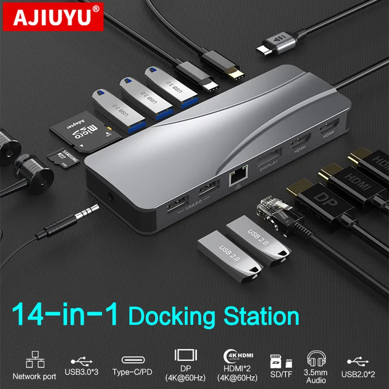 

USB C HUB to Multi USB 3.0 HDMI 4K VGA RJ45 Adapter Dock For MacBook Air Pro Laptop PC Accessories Type c USB-C Splitter Port