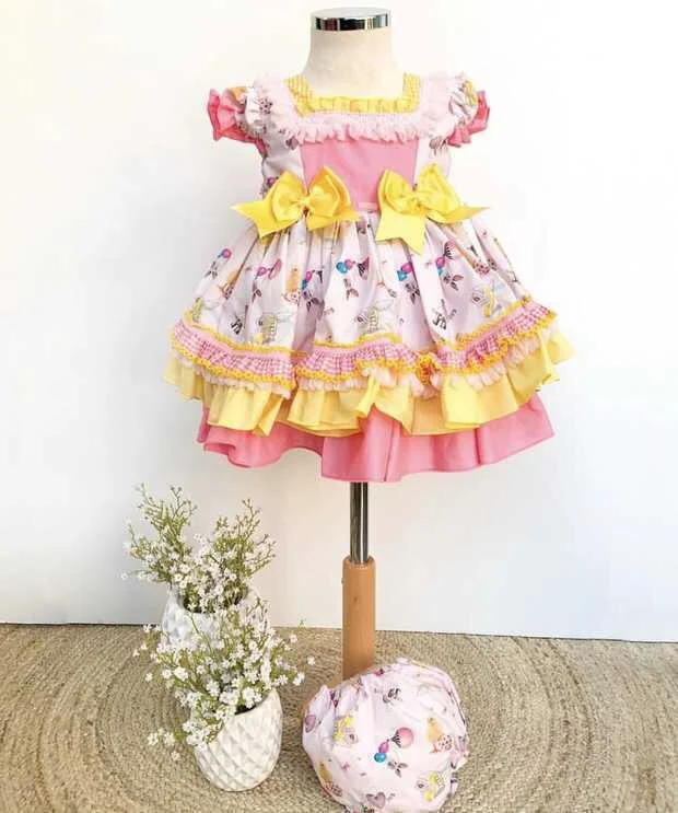 Испанское платье для маленьких девочек летние праздничные платья принцессы на день рождения для девочек, одежда на крестины детское платье Fille, детская одежда - Цвет: dress panty