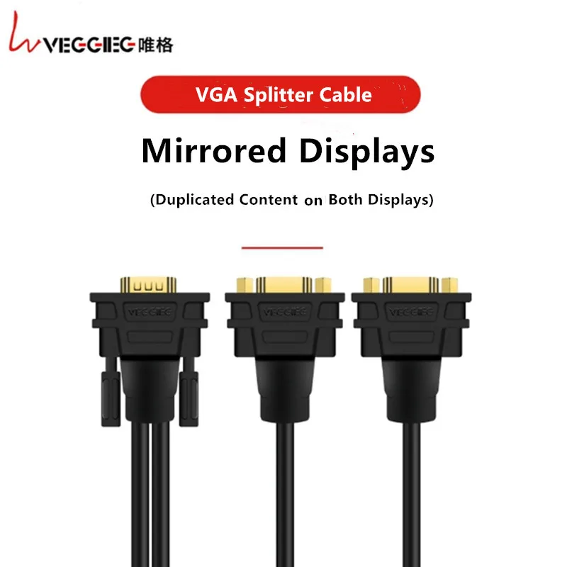 Veggieg разветвитель для кабеля VGA(VGA Y КАБЕЛЬ) для дублирования экрана для монитора VGA проектора