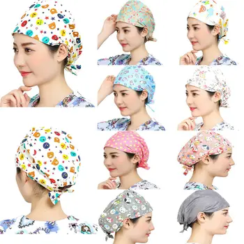 

NEW Reuseable Women Sweatband Surgical Caps Unisex Doctor Nurse Adjustable Surgery Cap Hospital Lab Working-wear Cooking Hats