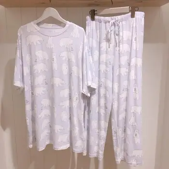 

Japan pjs polar bear printed modal comfortable pajamas for couples sleepwear nightwear