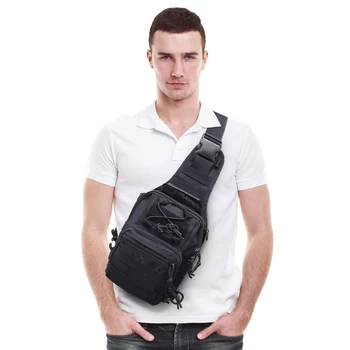 

600D Tactical Molle Shoulder Bag Military Assault Sling Backpack Hunting Crossbody Chest Bag Utility Pouch for Hunting Camping