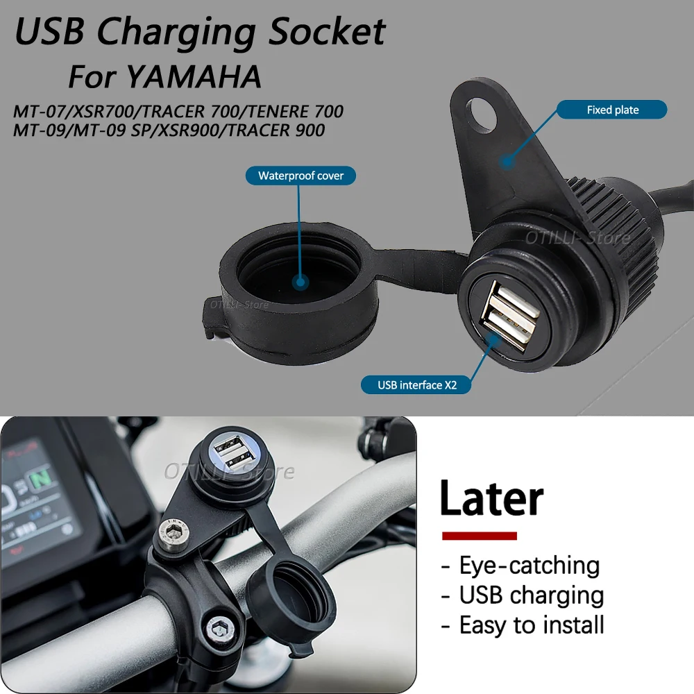 

NEW MT09 2017-2021 USB Socket Motorcycle Charger Waterproof Support phone For YAMAHA MT07 XSR700 Tracer 700 Tenere 700 All years