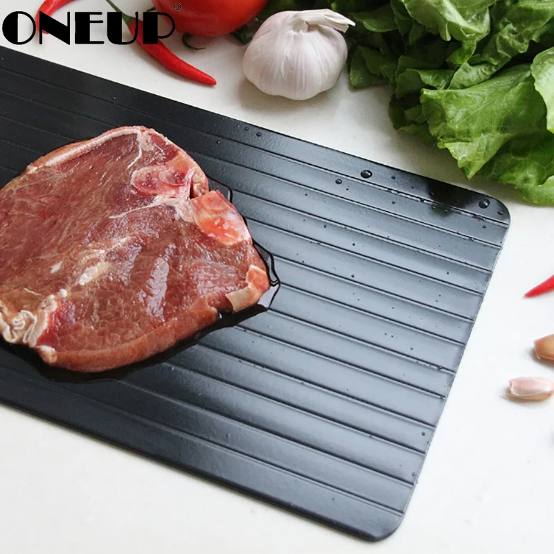 ONEUP Defrost Tray Aluminum With Silicone Border Natural Thawed Steak ...