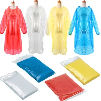 

Colorful Pe Camping Raincoat Rain Coat Hood Transparent Waterproof Poncho Hooded Disposable Poncho Convenient Mantle