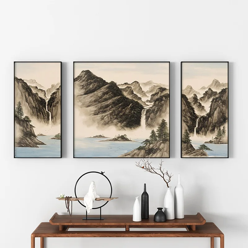 

Traditional Chinese Photo Frame Living Room Decoration Photo Frame TV Sofa Background Decor Landscape Painting Picture Frame