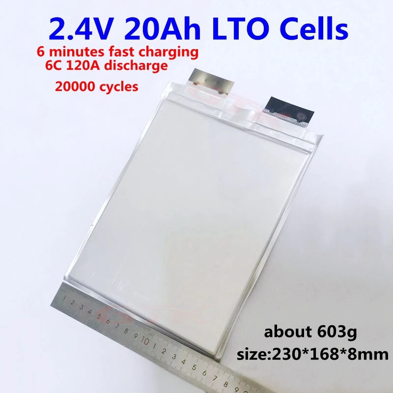 5 шт перезаряжаемая батарея глубокого цикла 2,4 v 20Ah LTO cell 2,4 V литиевая титановая батарея для 48V 24V 12V e bike RV PHEV energy diy pack