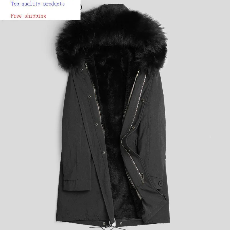 

2020 Parka Real Fur Coat Men Rabbit Fur Liner Winter Jacket Warm Parkas for Men Raccoon Dog Fur Collar P1802651 KJ2440