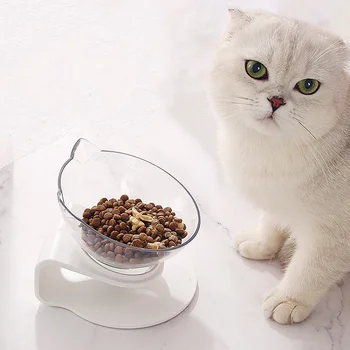 

New Pet Tilted Feeding Bowl For Cats Cats Detachable Neck Pain Food Water Raised Feeder With Elevated Stand Raised Bowl