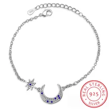 Лидер продаж, брендовый браслет из стерлингового серебра 925 пробы, микро CZ, луна, звезда, для женщин, украшение браслет из циркония, S-B189