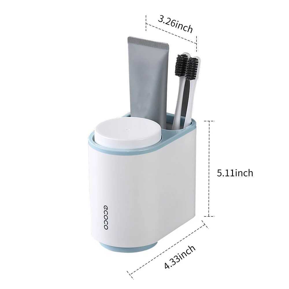 Ecoco Toothbrush Rack Wall Mounted Magnetic Toothbrush Holder Bathroom Toothbrush Organizer Cup 4
