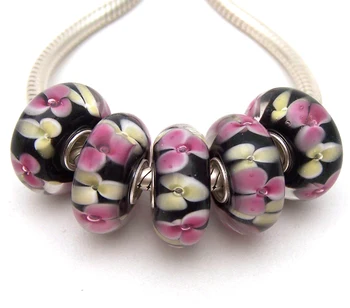 

JGWG2581 5X 100% Authenticity S925 Sterling Silver Beads Murano Glass beads Fit European Charms Bracelet diy jewelry Lampwork