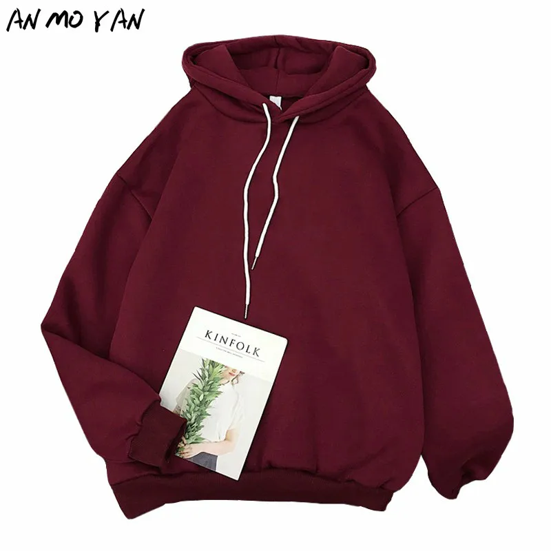 

Winter Plus Velvet Warm Solid Color Korean Sweatshirt Loose Long-sleeved Top Women's Hoodie Coat Sportswear