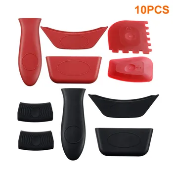

10pcs/set Restaurant Silicone Heat Resistant Non Slip Saucepan Kitchen Removable Sleeve Cookware Pot Handle Holder Accessories