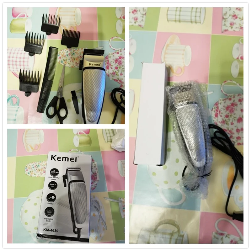 Kemei Мужской Электрический триммер для стрижки волос Парикмахерская мощная Проводная машинка для стрижки волос Домашний низкий уровень шума стрижка салонный инструмент