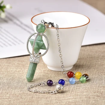 

Natural Crystal Small Merkaba Pendulum Pendants Round Bead Hexagon Pillar Scepter Reiki Healing Stone For Men Women Jewelry gift