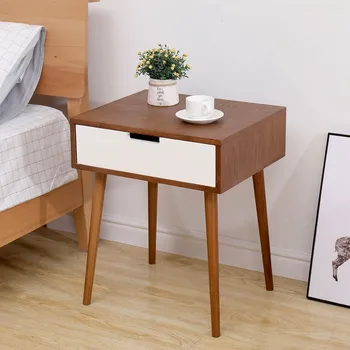 

Wooden Bedroom Bedside Cupboard Caffee Tea Table Nightstand One Drawer Locker Cabinet Storage Living Bed Room Modern Furniture