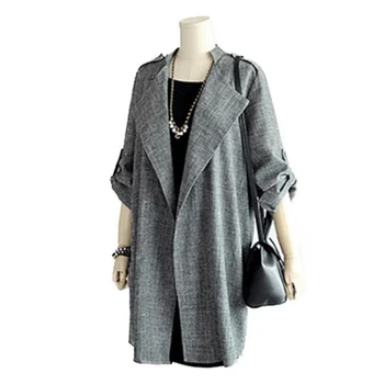 

Hot Casual Grey Belt Coat Cardigan Jacket for Ladies Autumn Winter Women Fashion Long Sleeve Wool Blends