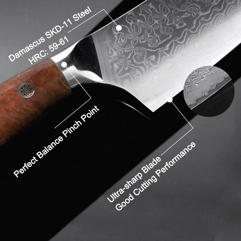 Кухонный нож Kiritsuke шеф повара Gyuto супер острый японский брикет из дамасской стали