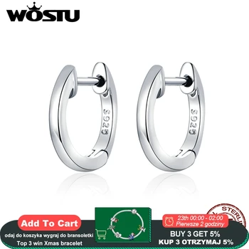 

WOSTU Hot Sale 925 Sterling Silver Simple Hoop Earrings For Women Small Earrings Wedding Engagement Jewelry Gift