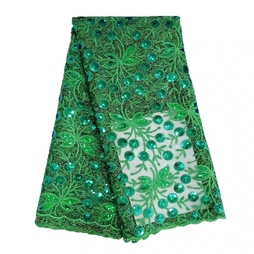 

African Sequin Lace Fabric Best Selling Products Net Lace Fabric 5 Yards Fabric Lace Nigeria Embroidery for Wedding Dresses