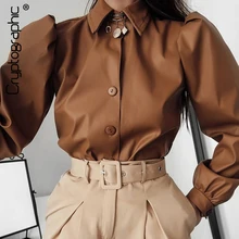 ^#Cheap Cryptographic Matte Long Sleeve Fall Winter Womens Tops and Blouses Fashion Puff Sleeve Brown Shirts Ladies Blouses ^#Cheap Cryptographic Matte Long Sleeve Fall Winter Womens Tops and Blouses Fashion Puff Sleeve Brown Shirts Ladies Blouses