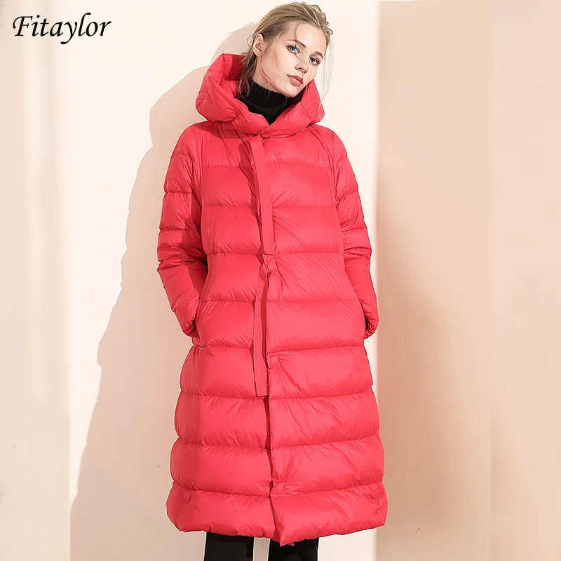 Fitaylor Winter Ultra Light Hooded Long Jacket