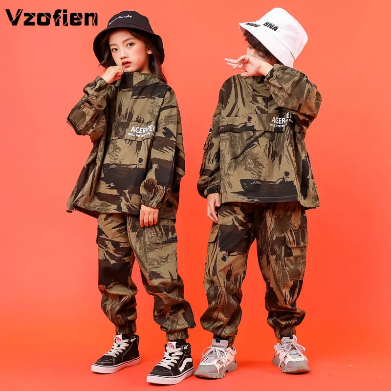 

Camouflage Hip-hop Dance Costumes for Girls Boys Jazz Dance Practice Clothing Fashion Catwalk Show Street Dance for Stage