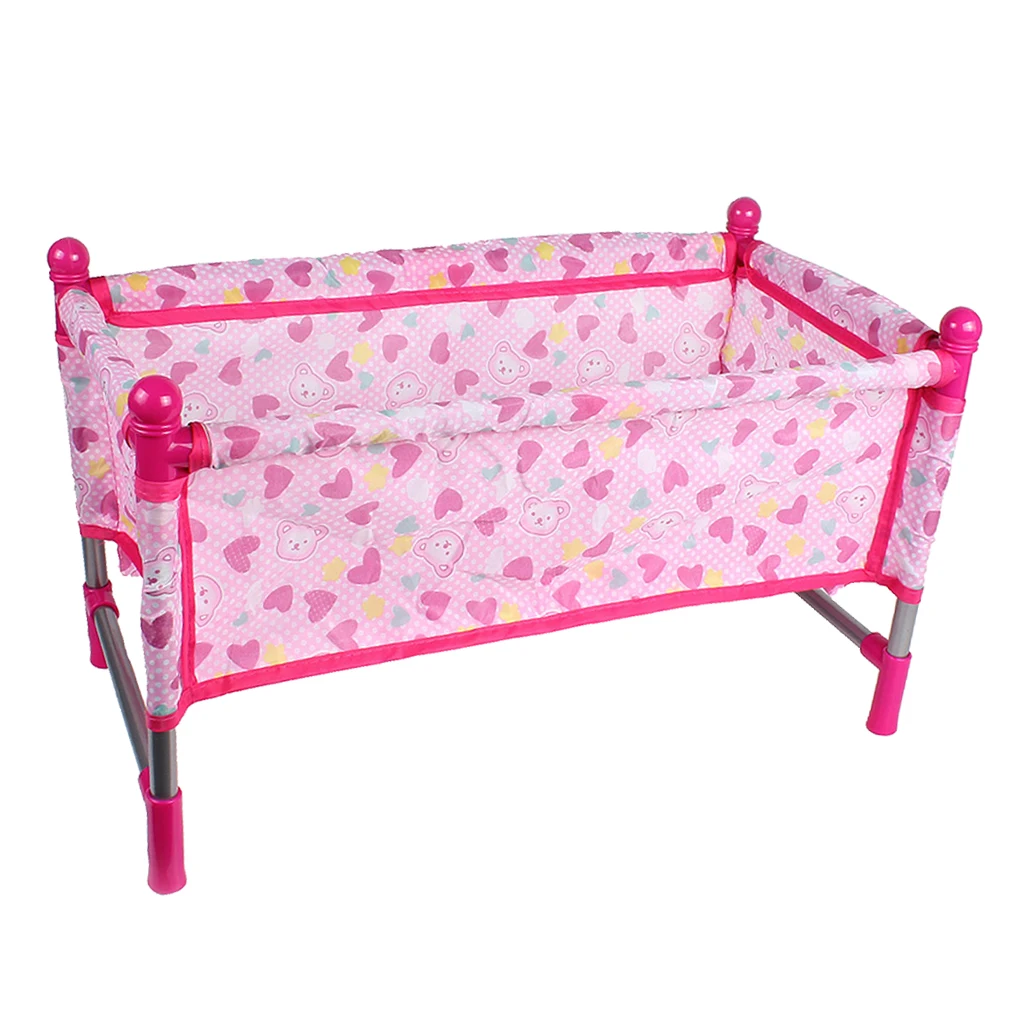 1Set Reborn Doll Bed Baby Toddler Crib Baby Doll Bed Play House Toys Accs 3