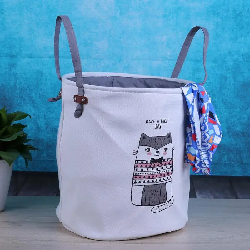 Cat Pattern Waterproof Washing Bag Folding Laundry Hamper Dorm Clothes Storage Basket