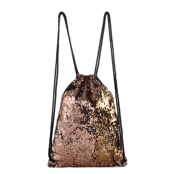

Hot Sale Women Rainbow Color Mermaid Drawstring Bag Magic Reversible Sequins School Bag Travel Backpack Drop Shipping Wholesale