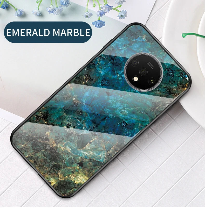 Для oneplus 7T чехол Роскошный Мраморный зернистый жесткий закаленное стекло защитный чехол на заднюю панель для one plus 7t pro oneplus 7t 1+ 7t pro
