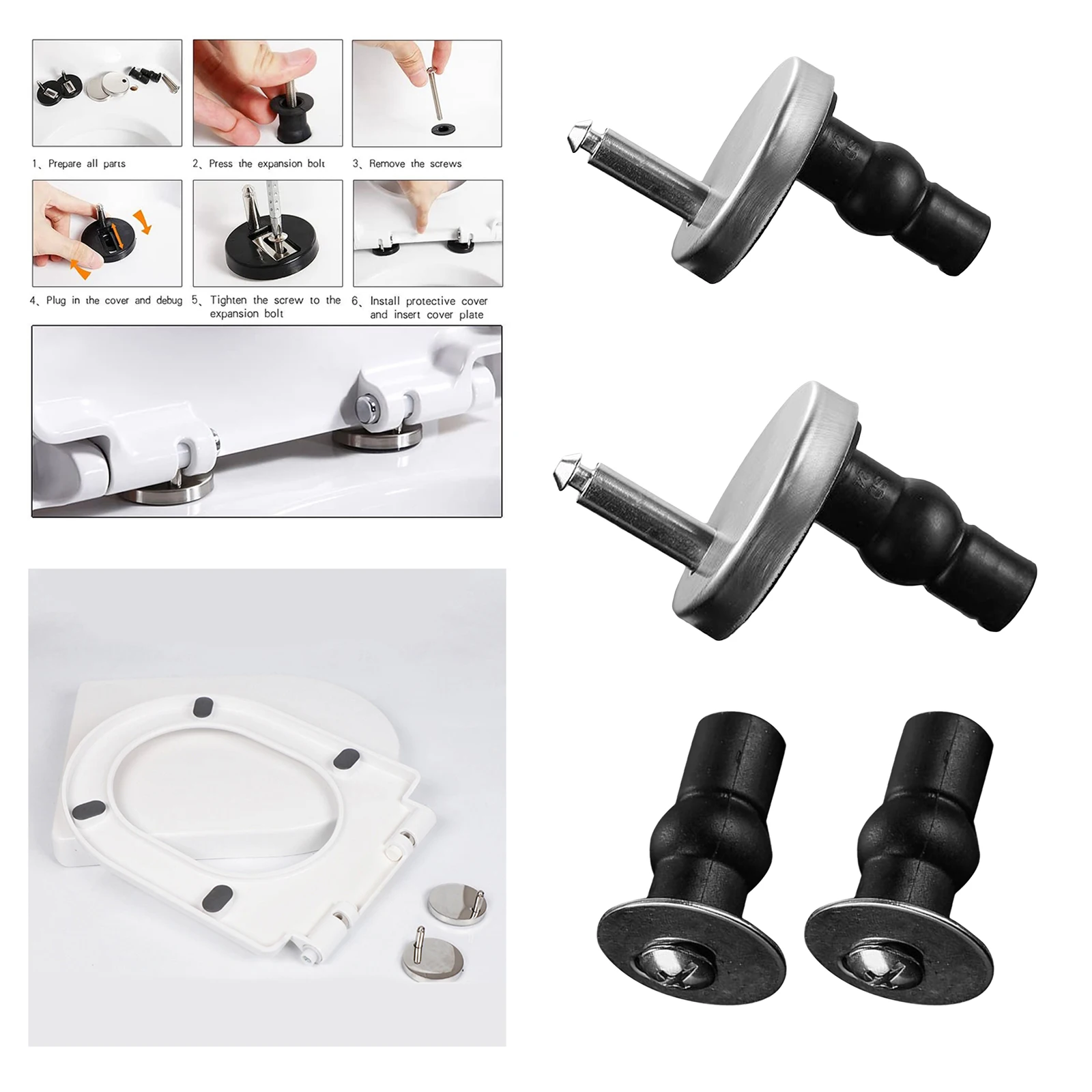 Replacement Toilet Seat Hinge Fitting Screw Anchoring Setscrew Pin for Most Standard toilet seats