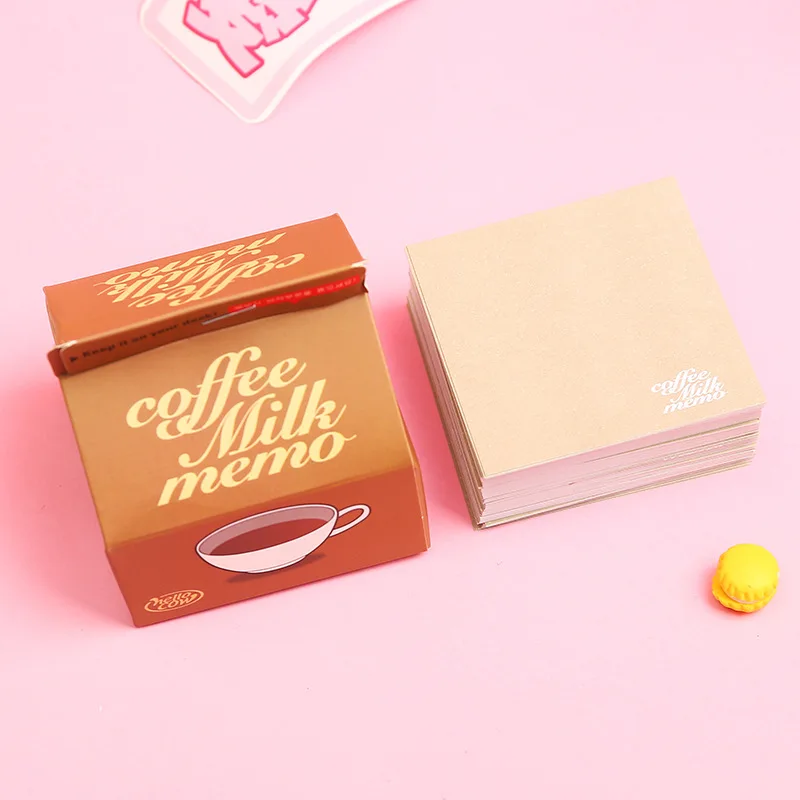 Кофейная квадратная креативная памятка, 300 листов, Kawaii Post It, Новые Креативные канцелярские принадлежности, Милые простые заметки, молочные пустые Липкие заметки, блокнот