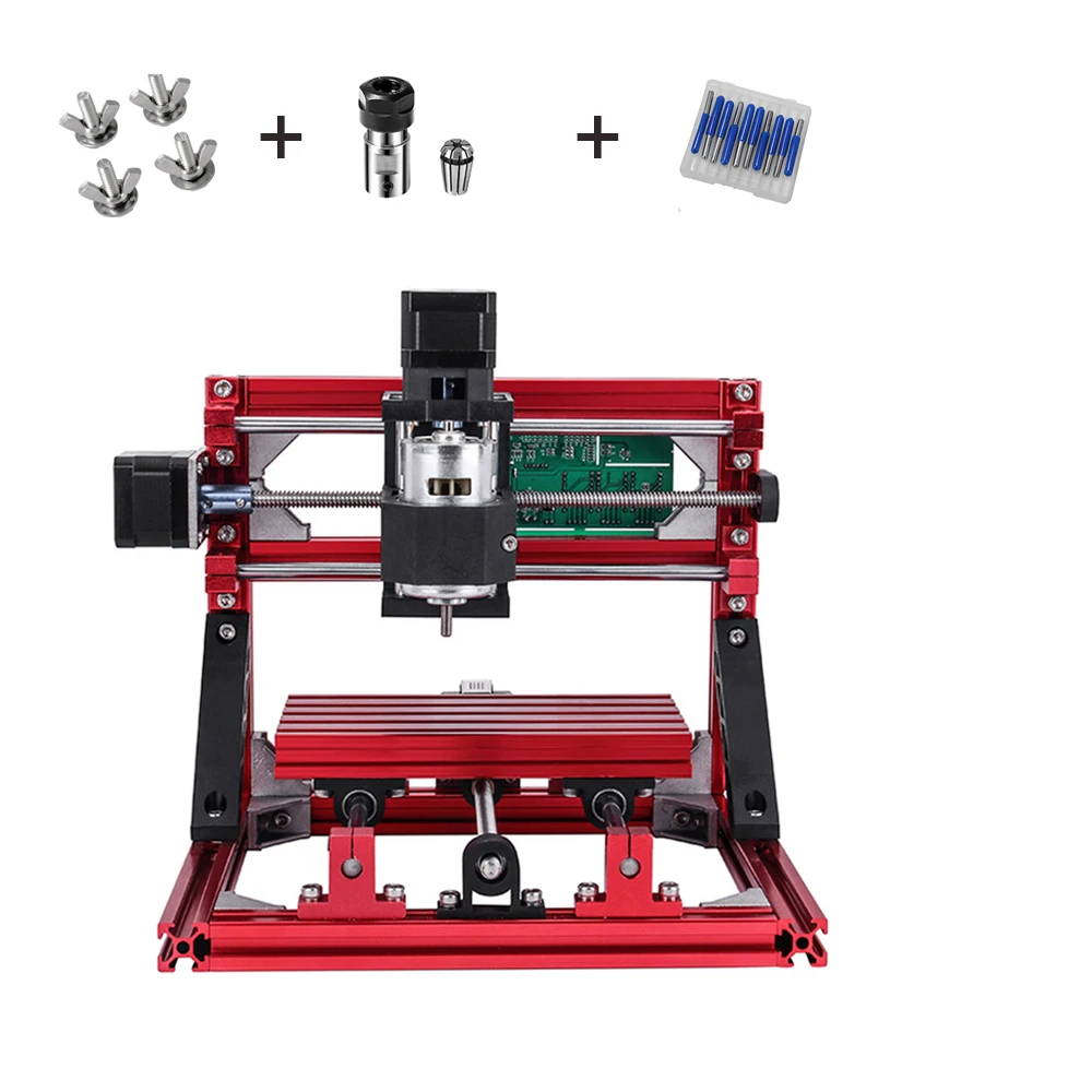 1610 станок с ЧПУ Мини DIY гравер GRBL контроль красного цвета древесины PCB фрезерный станок ЧПУ маршрутизатор с резак - Цвет: no laser