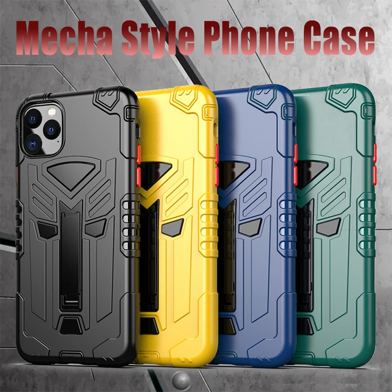 Cool Mecha Style 4-Cornor Airbags Silicone Phone Case for Samsung Galaxy S20 Note10Lite M21 A10A30SA50 Cases with Hidden Stents | Мобильные