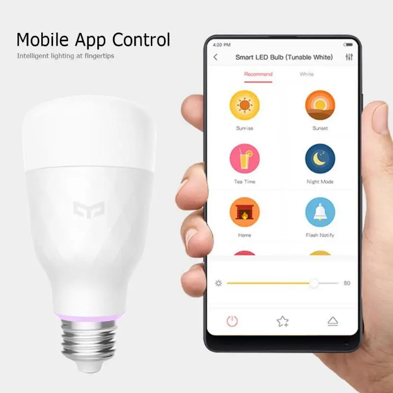 Yeelight YLDP06YL E27/E26 светодиодный умный лампочка красочное освещение лампа 800lm 10 Вт мобильное приложение дистанционное управление домашняя лампа