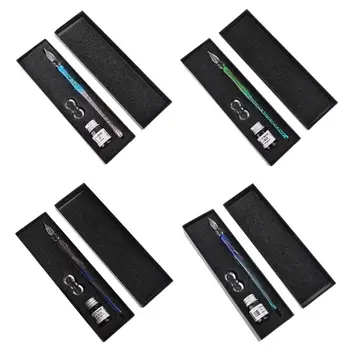 

Gradient Starry Sky Glass Fountain Dip Pen Holder Signature Ink Set Calligraphy Writing Stationery Office School Gift Box