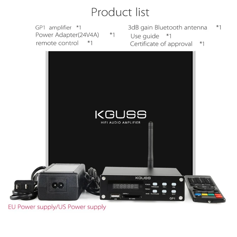 Kguss Gp-1 2,1 канальный Bluetooth цифровой усилитель мощности аудио hi-fi высококачественный маленький усилитель мощности-вилка стандарта США
