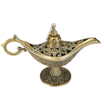 

Middle East Aladin Lamp Figurine Magic Lamp Teapot Arab Home Decoration Accessories Gold Plated Enamel Metal Lamp Ornament