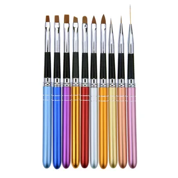 

10pcs Nail Art Brush UV Gel Builder Ombre Brush Painting Dotting Pen Carving Tip Rhinestone Nail Gel Brush For Manicure