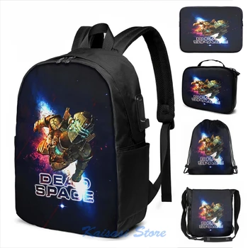 

Funny Graphic print Dead Space USB Charge Backpack men School bags Women bag Travel laptop bag