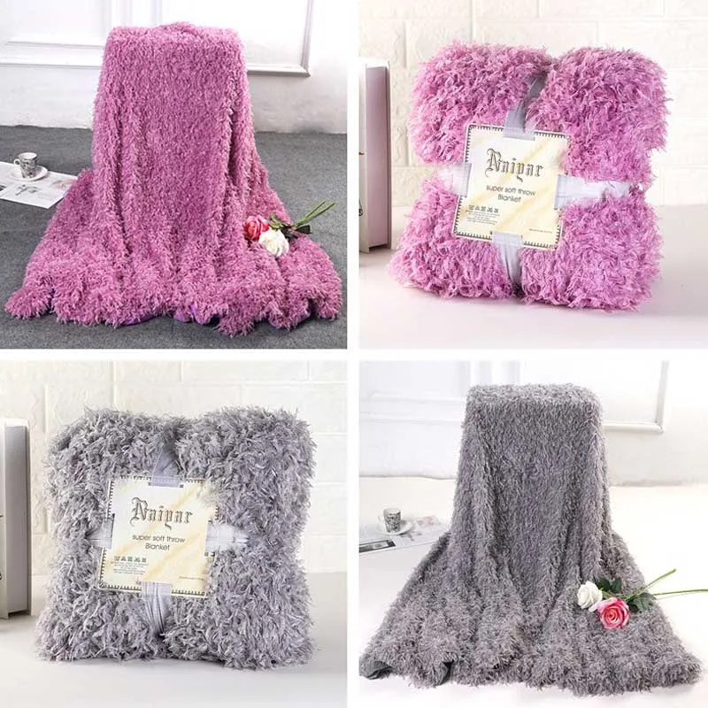 

Soft Fur Blanket for Bed Long Shaggy Fuzzy PV Velvet Throw Blanket on the Sofa Winter Warm Cozy Fluffy Sherpa Blankets Bed Cover