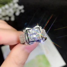 BOEYCJR 925 серебро 0.5ct/1ct/2ct/3ct F цвет Moissanite VVS обручальное свадебное кольцо с бриллиантом для мужчин с национальным сертификатом