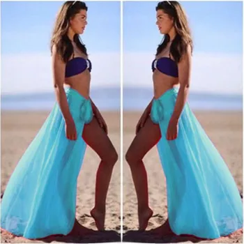 

2020 New 5 pure Color Summer Chiffon Women Skirts Bohemian Casual Long Skirts Elastic Waist A Line Boho Female Maxi Skirts