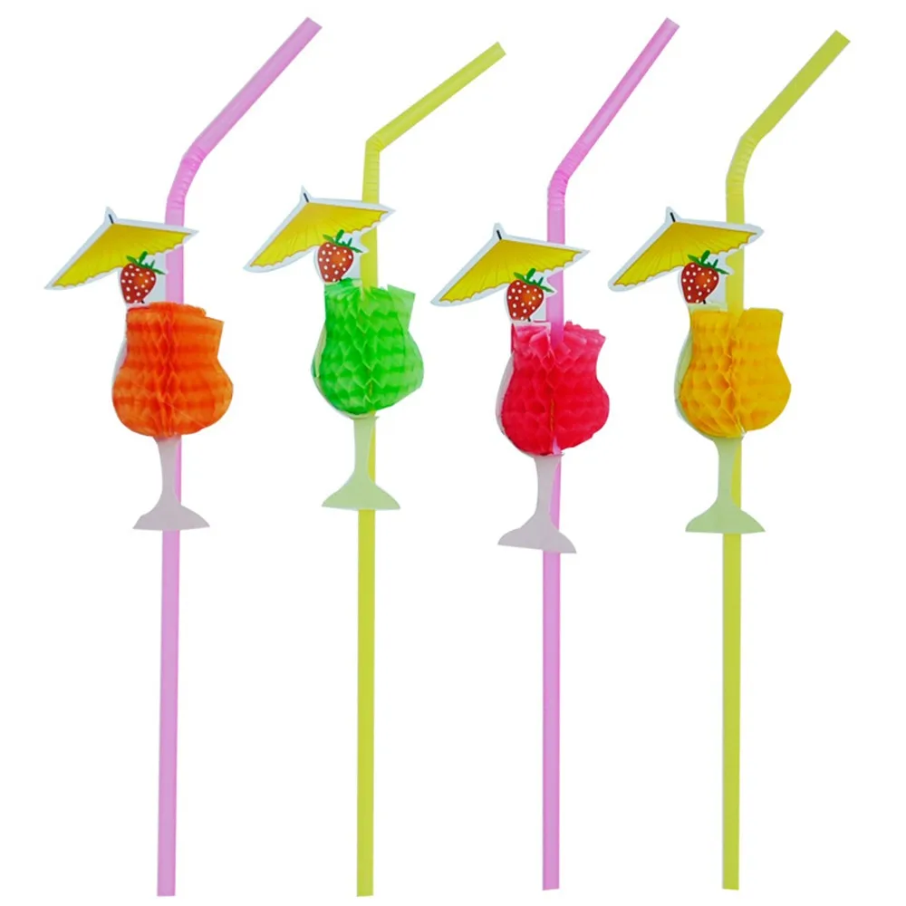 

20pcs Fruit Beverages Drink straw Flexible 3D Pineapple plastic Straws Honeycomb Straws for Birthday Party Bar Decoration