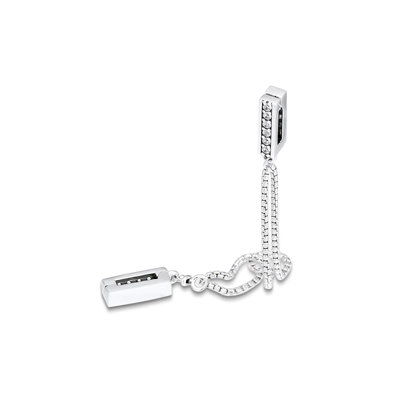 DIY подходит для браслетов Pandora Charms сверкающий предохранительный цепной зажим бусины 925 пробы-серебро-ювелирные изделия